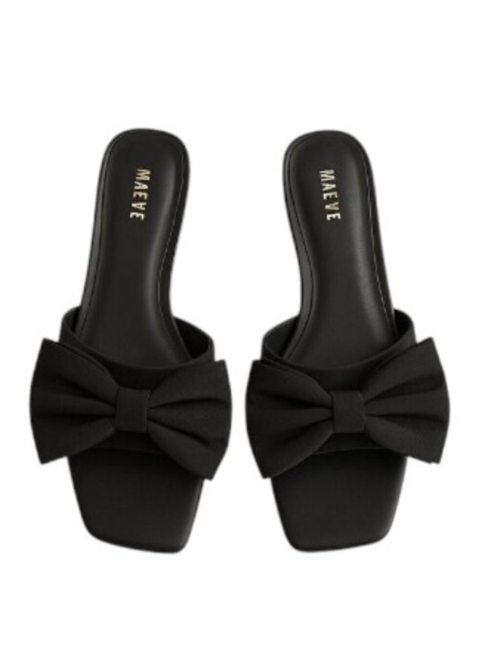 Maeve by Anthropologie Bow Micro Wedge Sandals in Black Size10 NEW